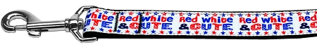 Red, White, and Cute! Nylon Dog Leash 3/8 inch wide 4ft Long